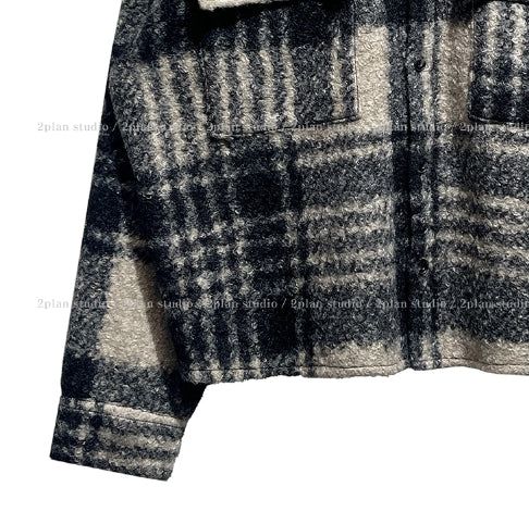 Bronte wool checked crop jacket