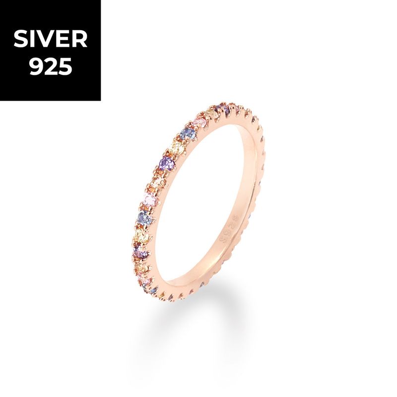 [S925] 2MM Pastel Tennis Rilng (rosegold)