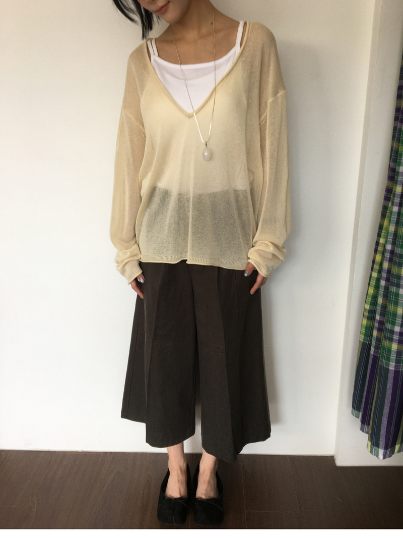 Veiled Summer V-neck Knit (5color)