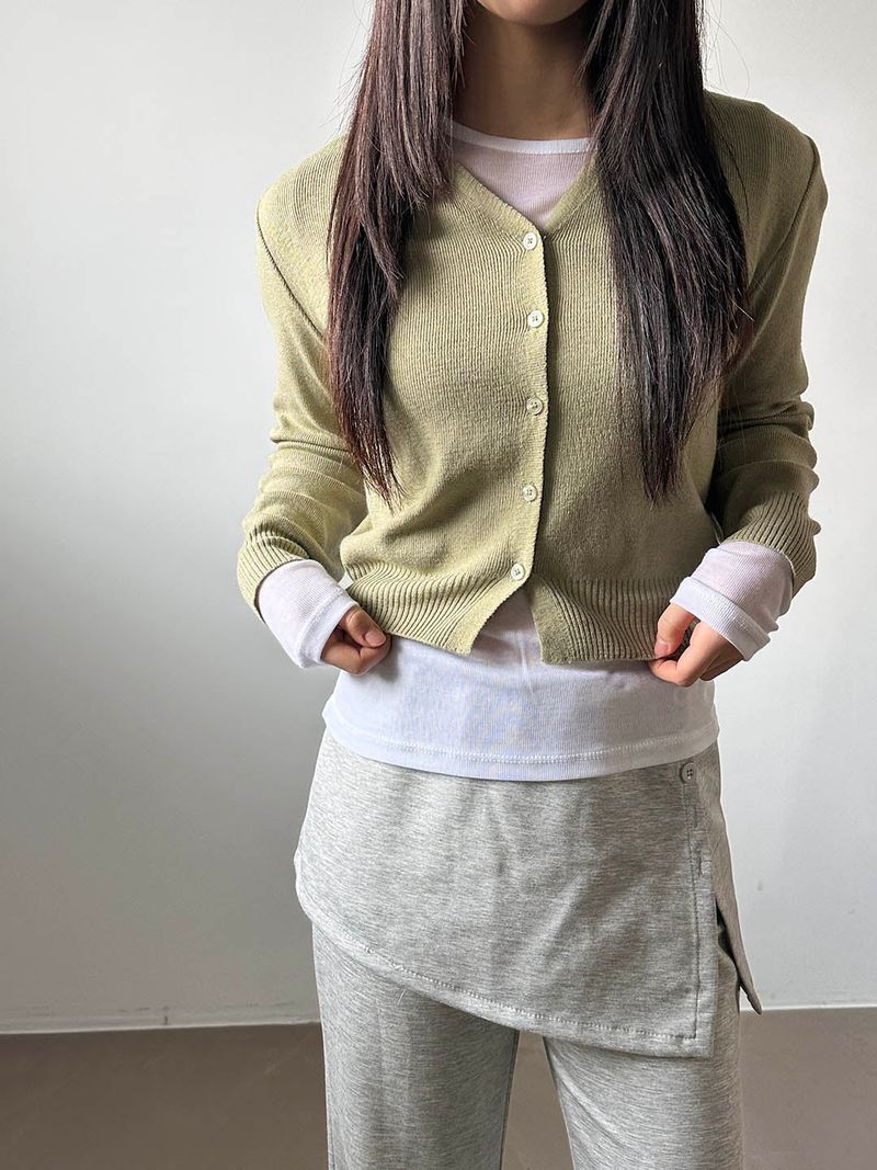 Soft v neck crop cardigan(6color)