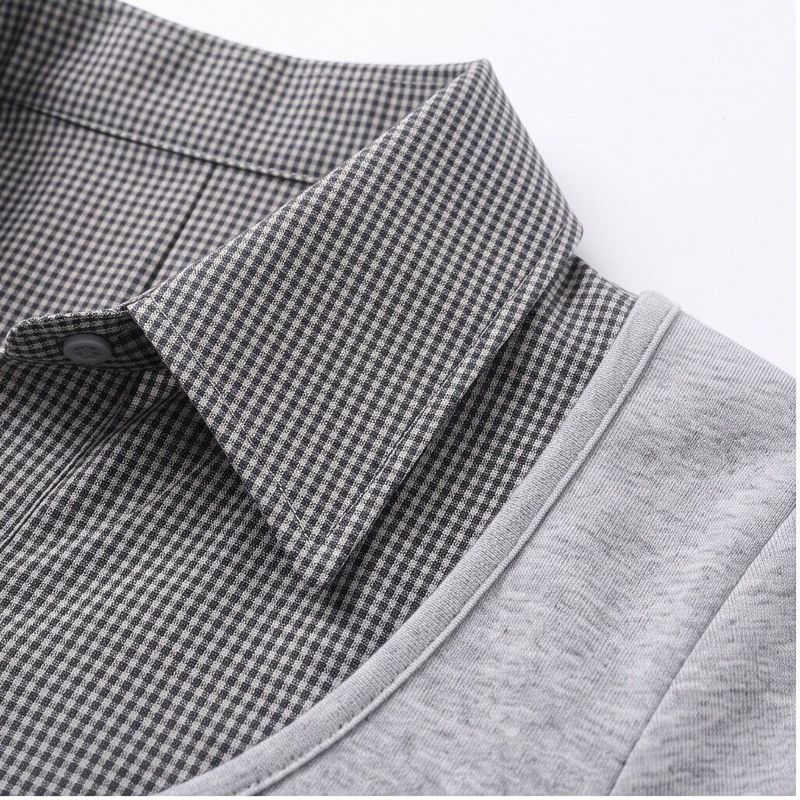 Tina Check Collar Layered Tee