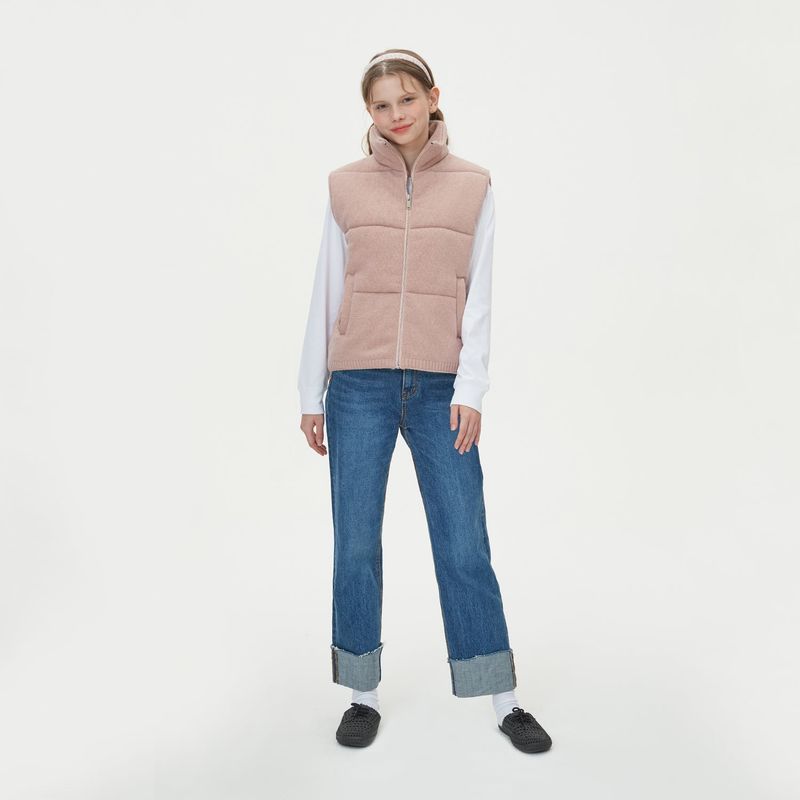 WARM PUFFER KNIT PADDING VEST_PINK