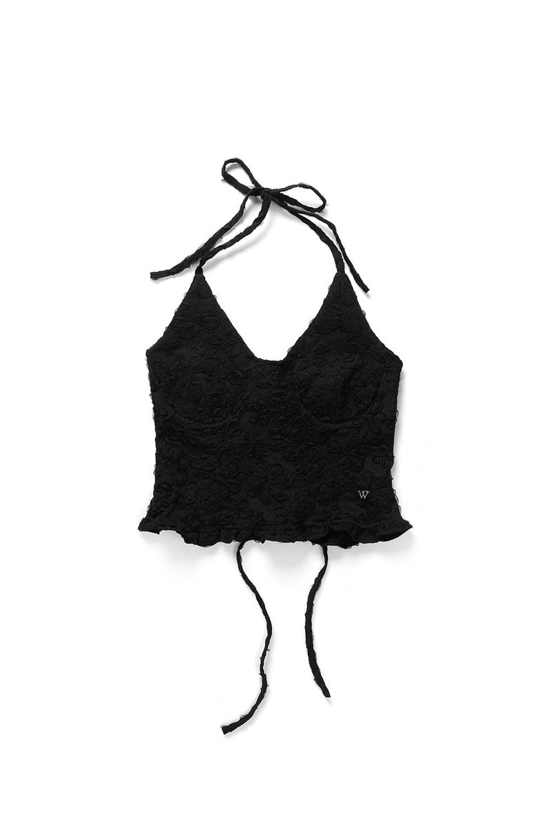 Flower pattern halter top_black