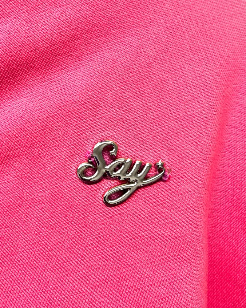 Silver Logo Docking Crop Hood Zip-Up Pink