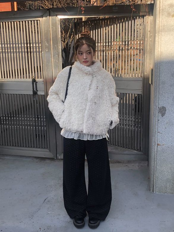 anyonemore（エニーワンモアー）の「Penchi Brushed Dot Wide Banding Pants（Pants）」