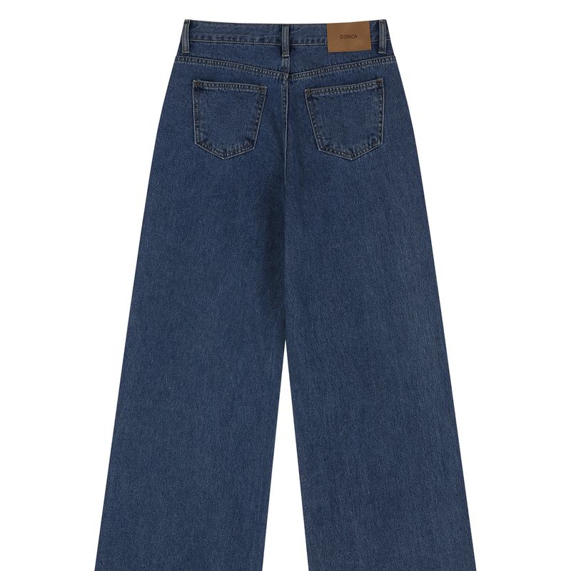 Pintuck Wide Denim Pants Blue