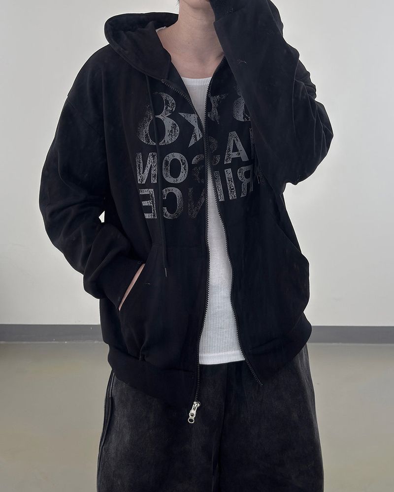 Dakel Vintage Graphic Zip-Up Hoodie