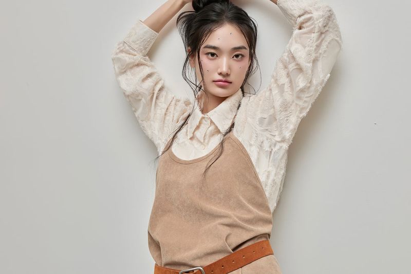 Halter-Tie Suede Apron_Camel