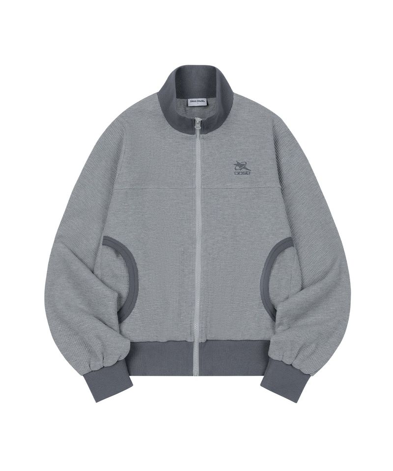 ODDSTUDIO（オッドスタジオ）の「Sporty Waffle Round Pocket Zip-Up - MELANGE GRAY（Jackets/Outerwear）」