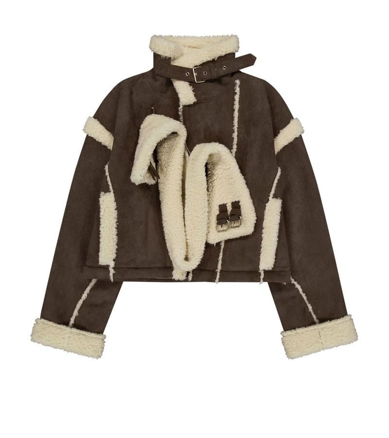 Detachable Fur Shearling Jacket / Stone Brown