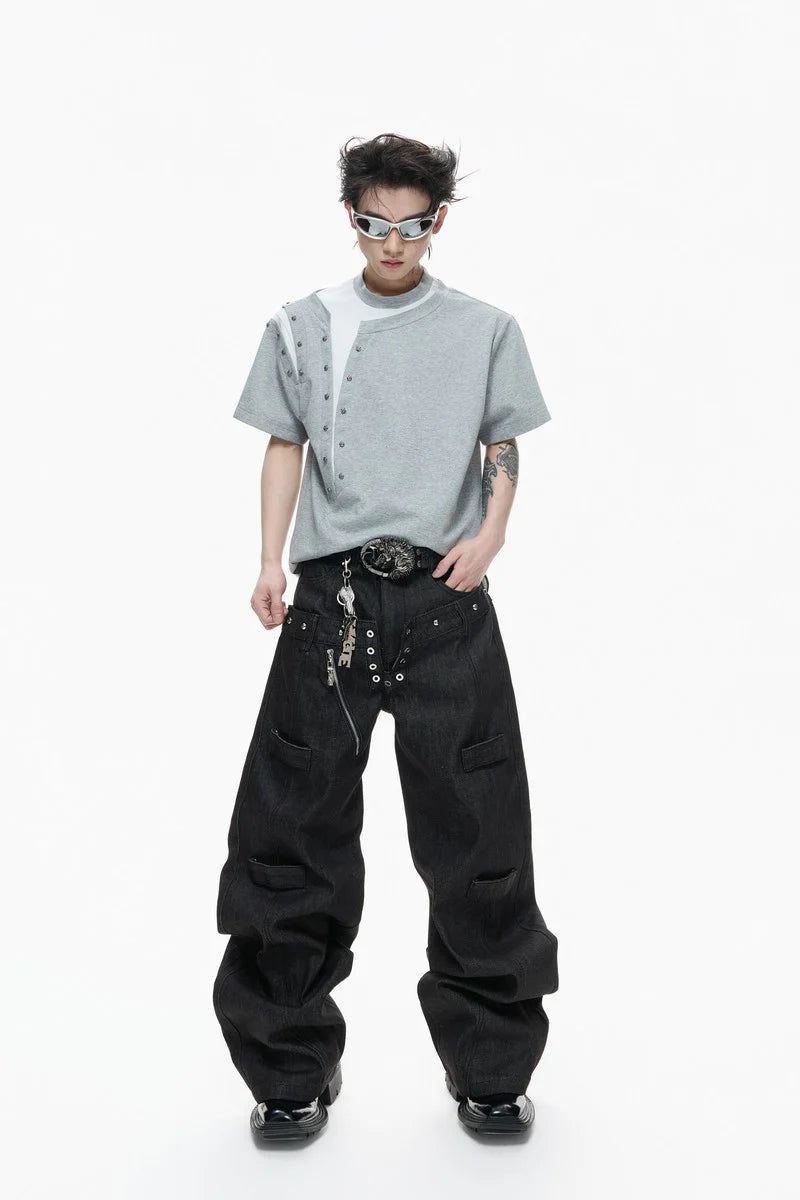 Studded Layered Short Sleeve Tee