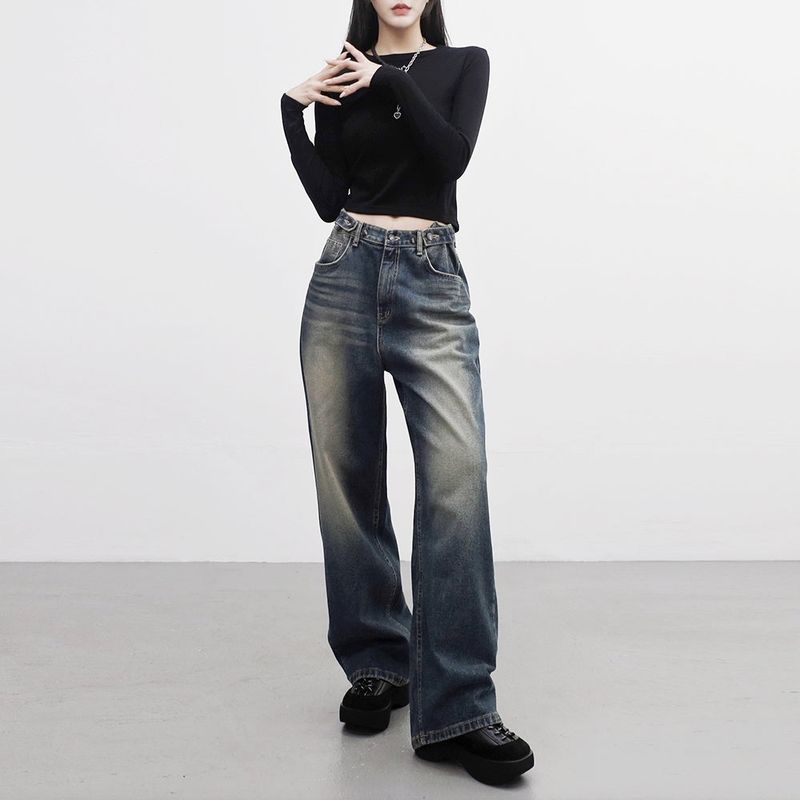Keevy Button Wide Denim Pants