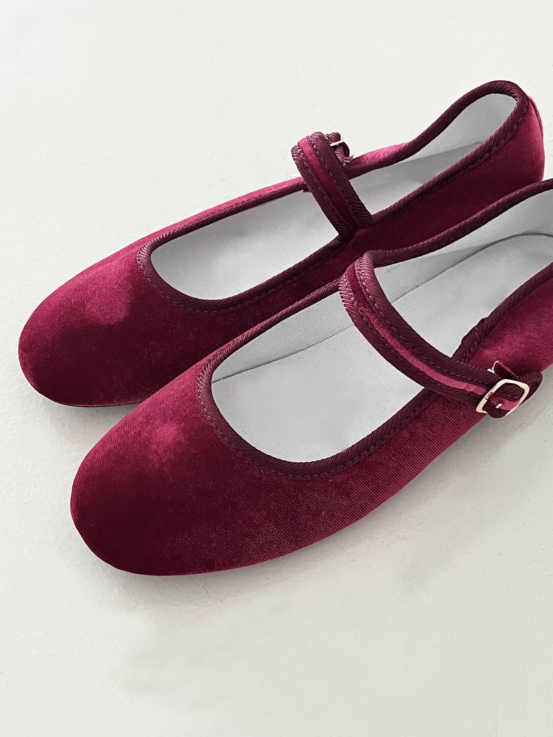 Velvet mary jane shoes