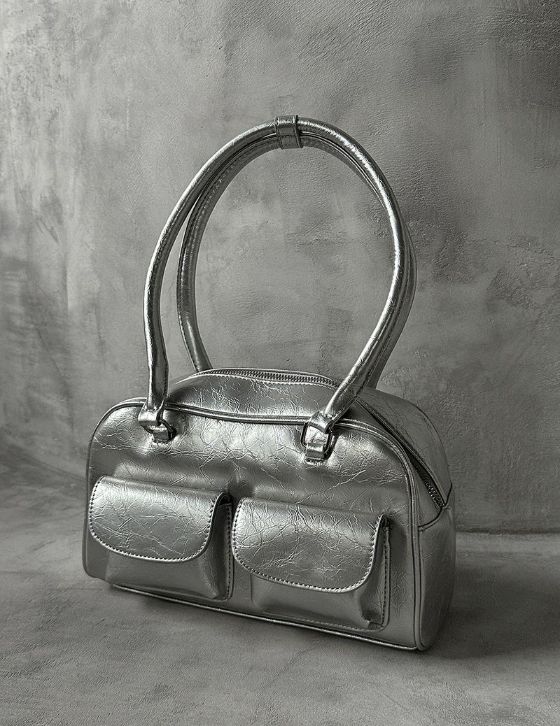 Silver Pocket Backcuckoo Shoulder Bag