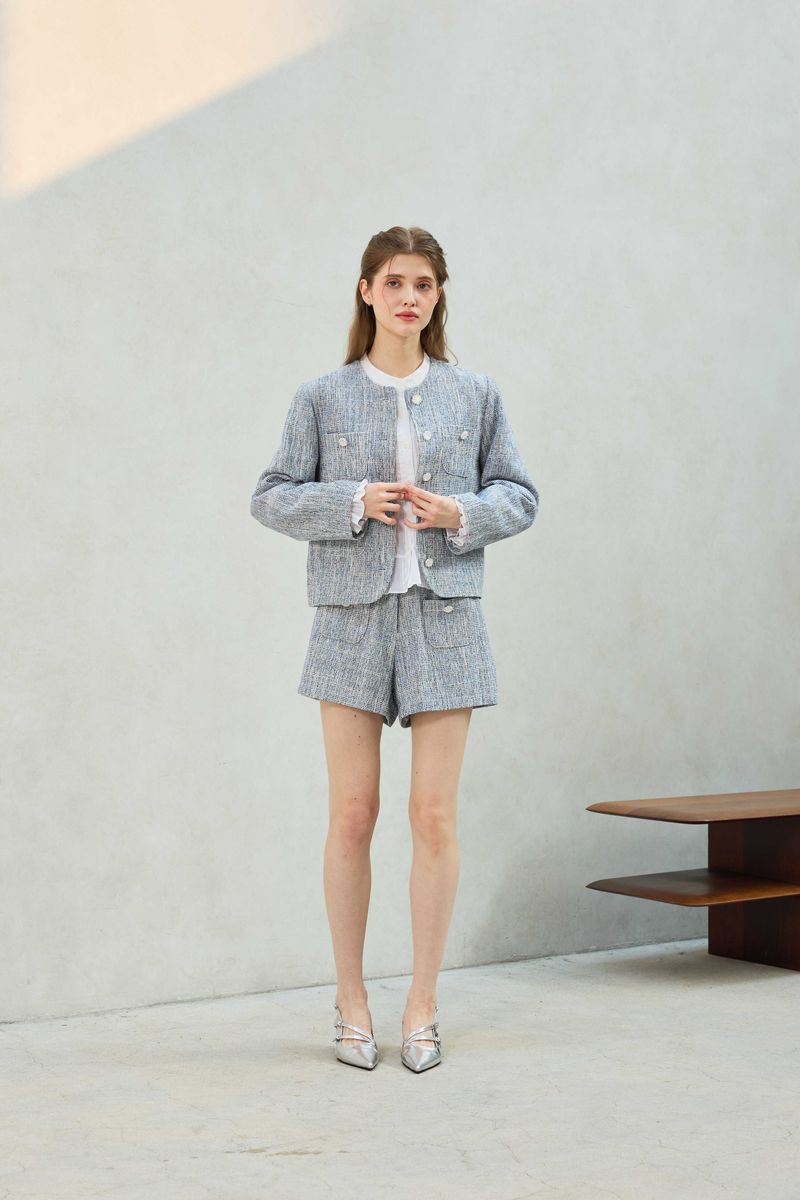 CHERISH TWEED SHORTS PANTS / SKY BLUE