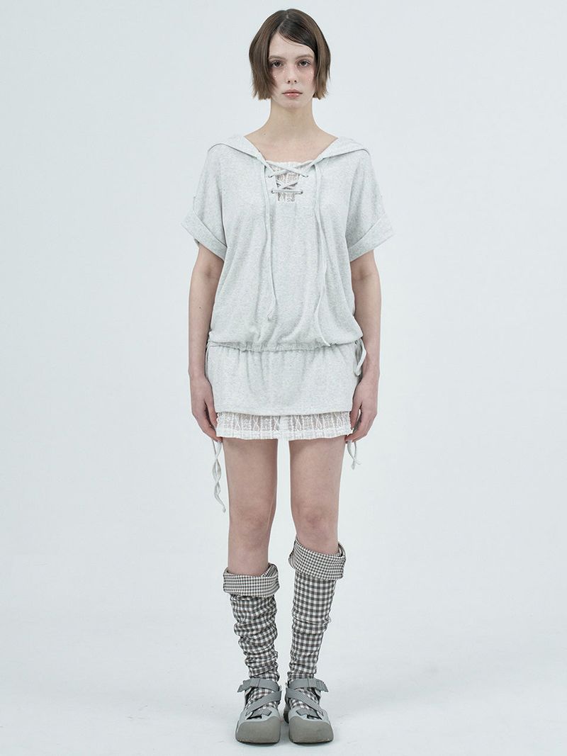 Fazed(フェイズド)の「eyelet lace hood op / melange(Dresses)」