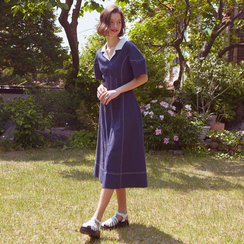 Stitch Shaped Collar Dress