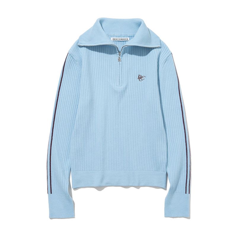 roccirocci（ロッシロッシ）の「RCC Slim Knit Half Zipup Long Sleeve [BLUE]（Tops）」