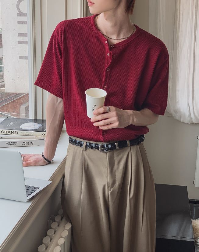 [1+1] Snapd Round Short Sleeve Cardigan