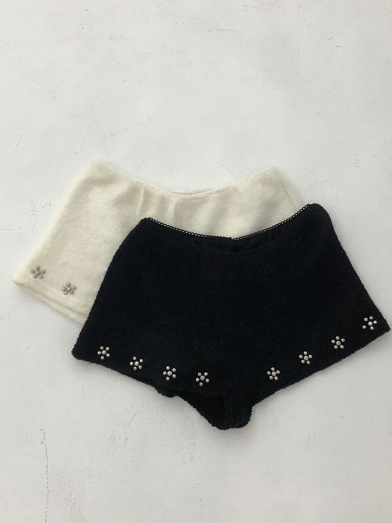 Fuzzy Snow Stud Mini Shorts