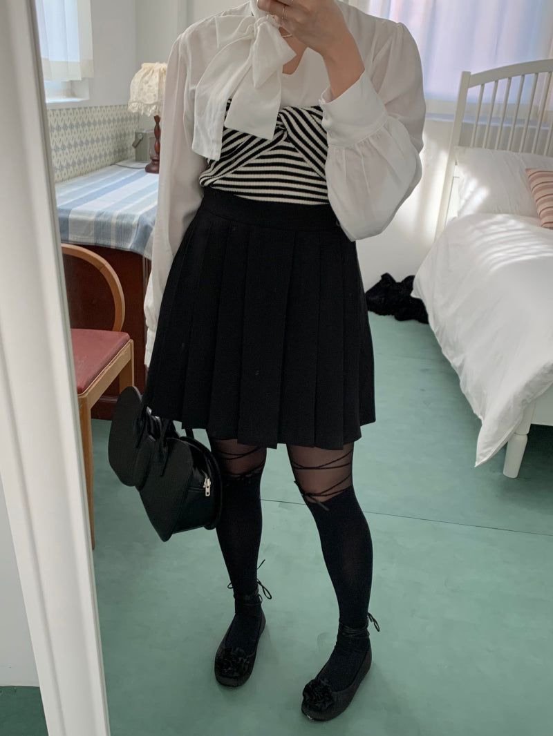リボンタイストックング (black)
