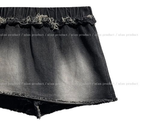 Denji unbalanced denim mini skirt