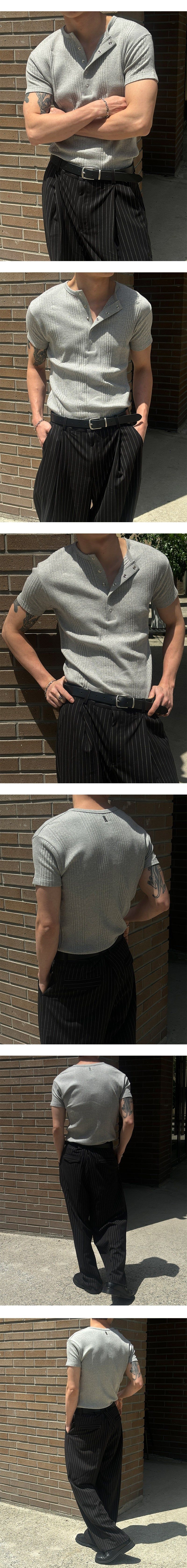 [S/S] High ribbed henry neck half knit(3color)
