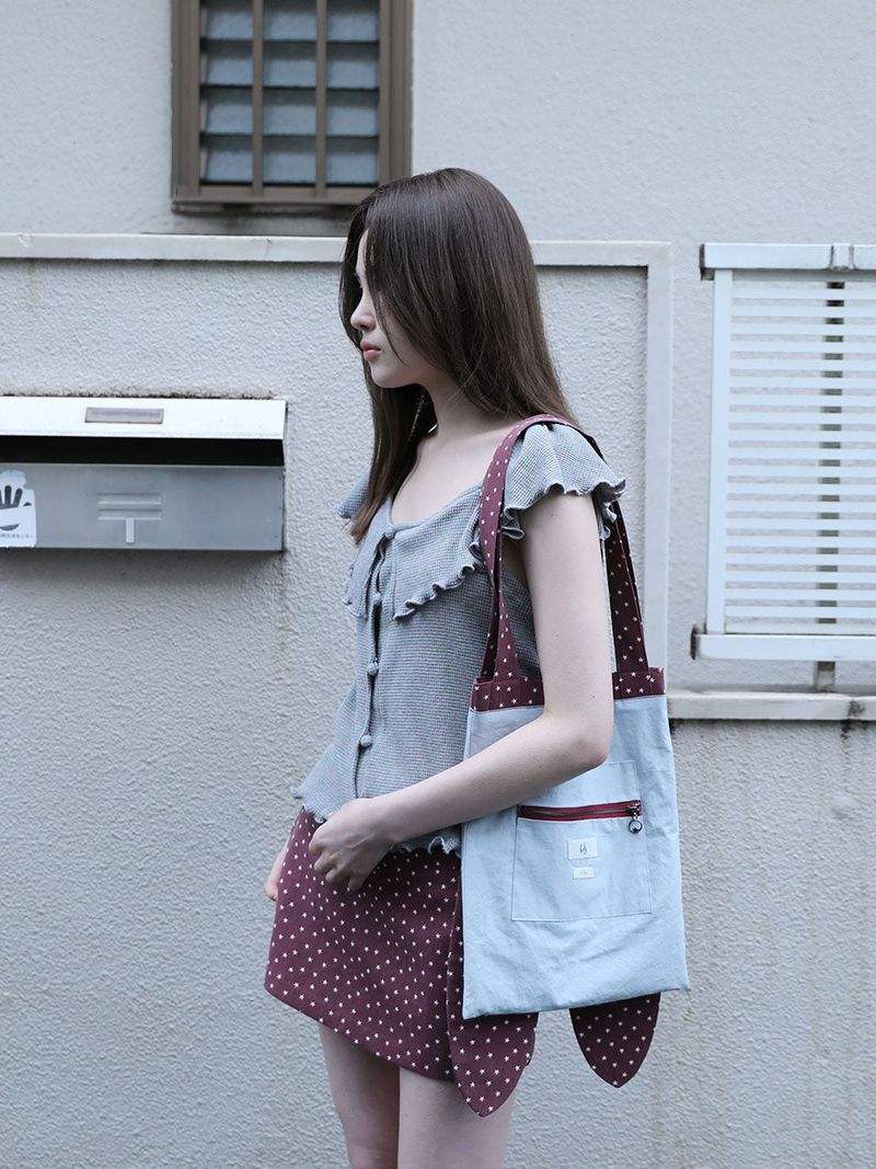 RABBIT STAR REVERSIBLE ECO BAG(BURGUNDY)