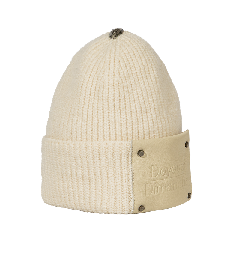 [MADE] Dimanche Signature heart star Cowhide Beanie [Ivory]