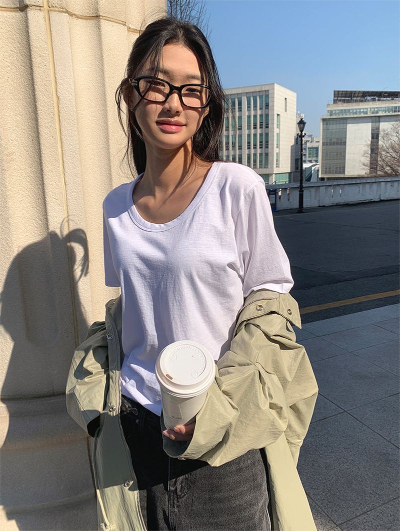 AIR U-NECK LOOSE TEE (5C)