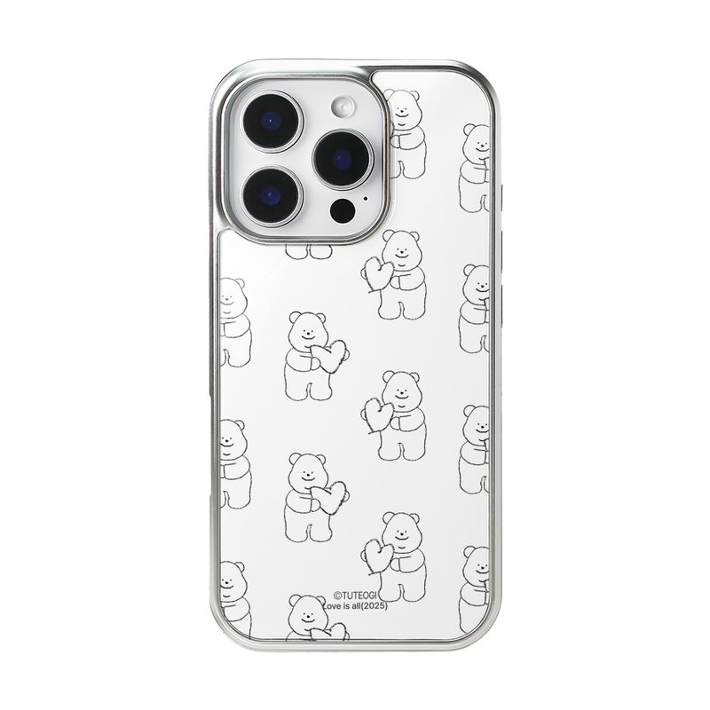 TUTEOGI(トゥトギ)の「TUTEOGI ‘Love is All' glass bumper case (silver frame)(Smartphone Accessories)」