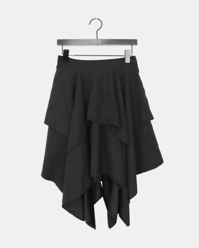 Vui Suede Double Layered Flare Midi Skirt