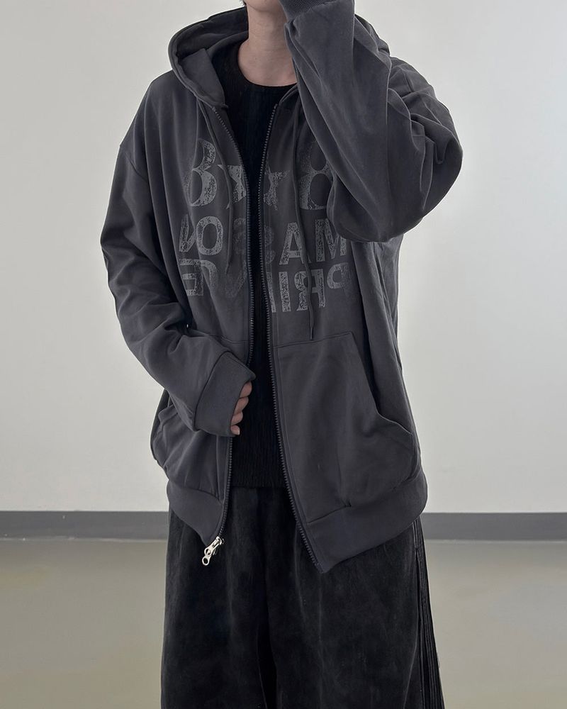 Dakel Vintage Graphic Zip-Up Hoodie