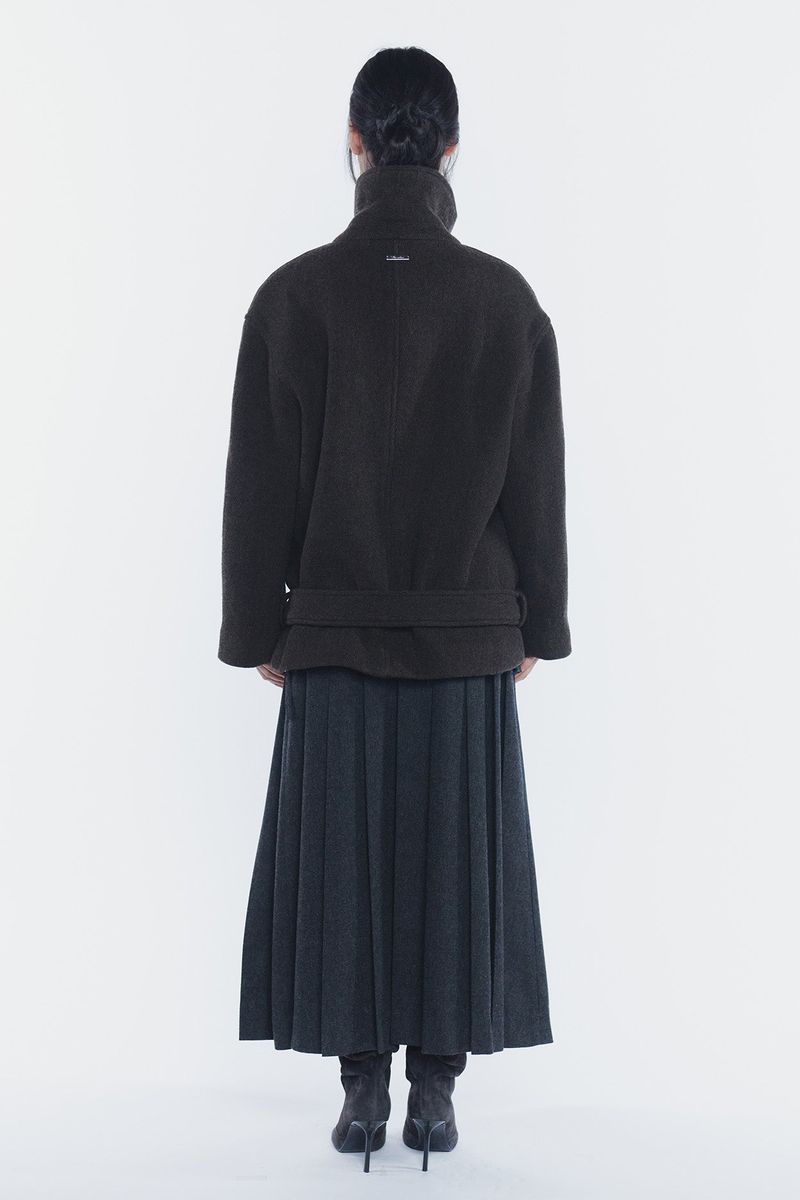AMBER BELTED DOUBLE COAT brown