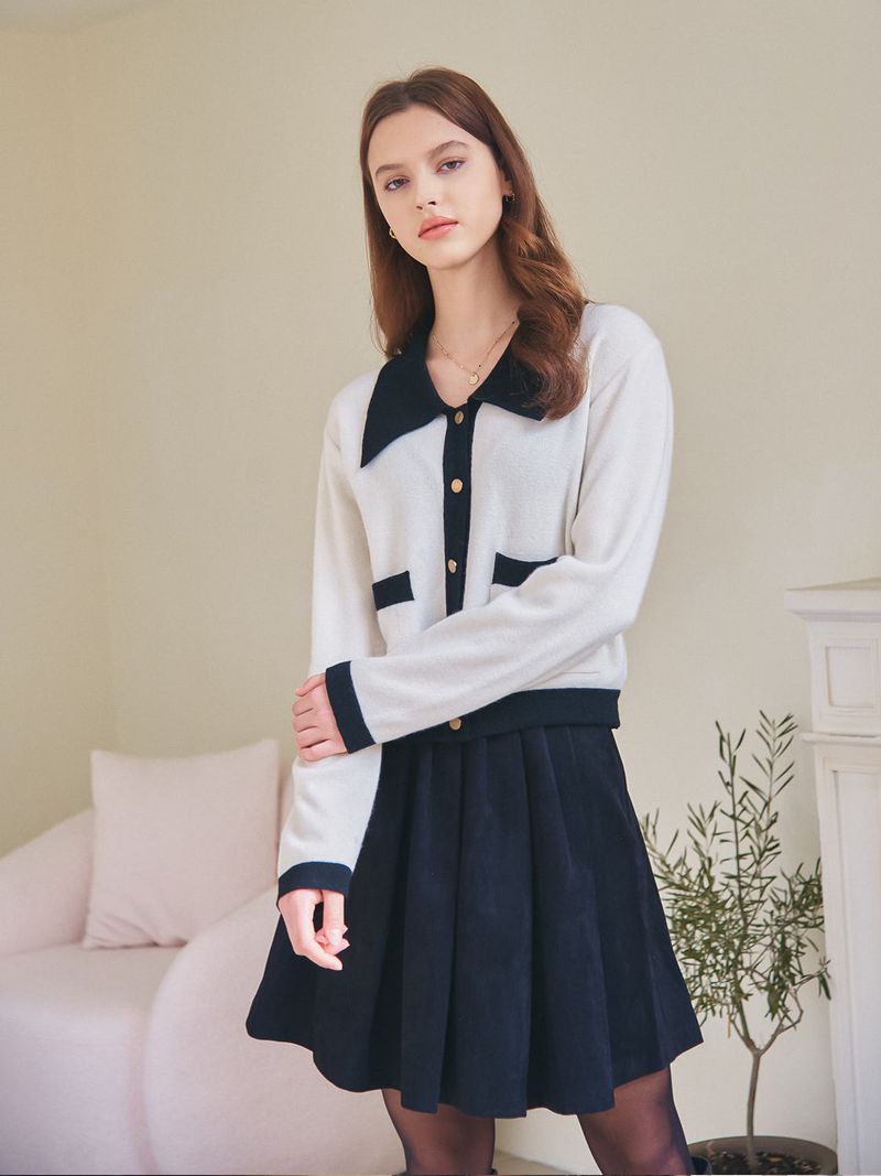 TUCK PLEATS MINI SKIRT_BLACK