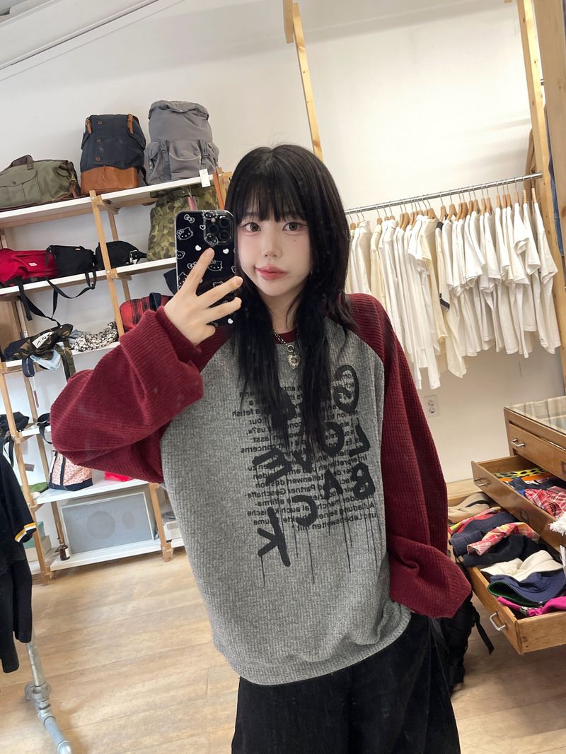 Shino raglan waffle sweatshirt 