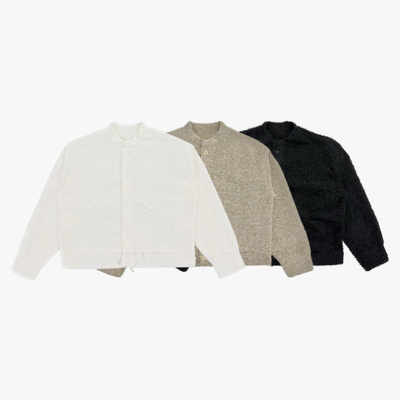 Airy texture cropped cardigan