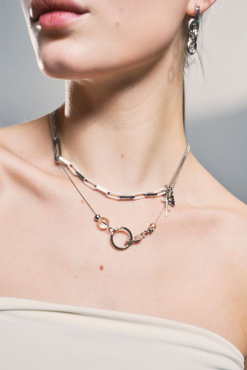 NO.315 [SILVER] GEOMETRY HOOK NECKLACE