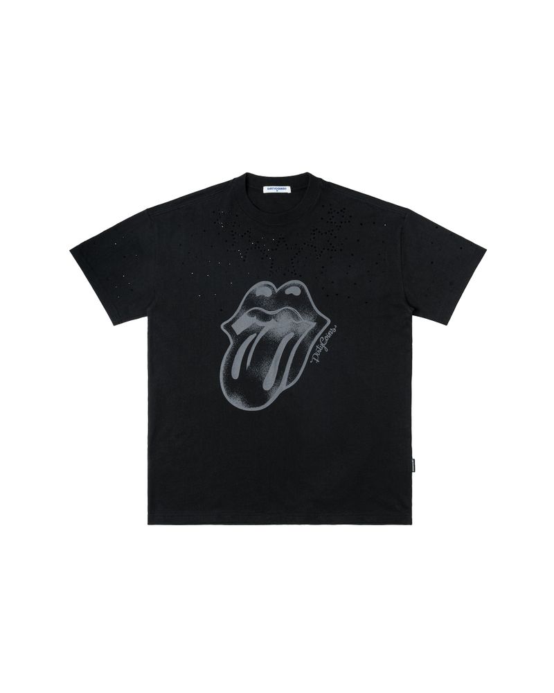 DirtyCoins（ダーティーコインズ）の「DC x The Rolling Stones Rhine Stones T-Shirt Black（Tops）」