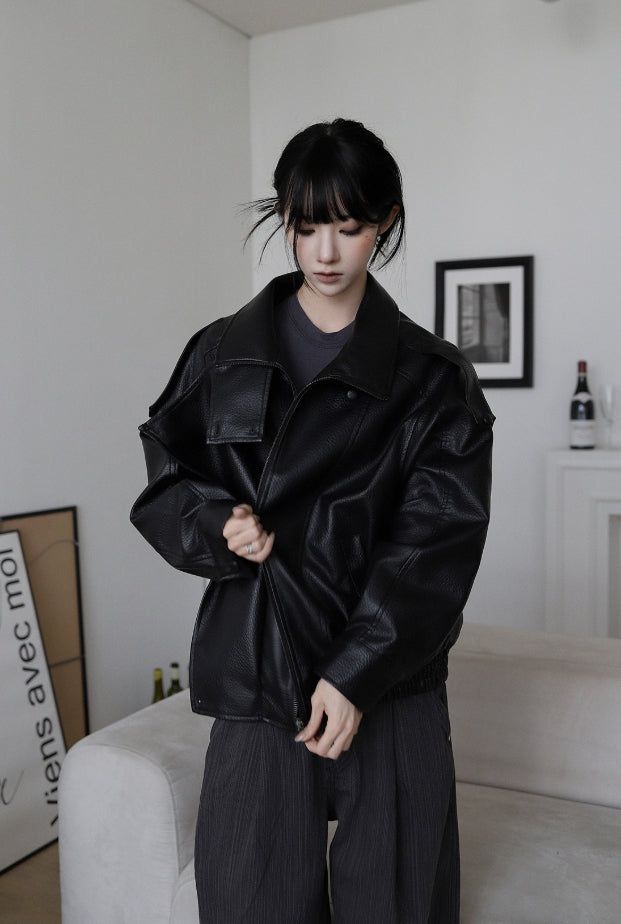 26SS★ [ EEUN MADE] Biker clip leather jumper