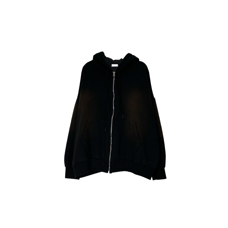 cat brush fleece hood zip-up