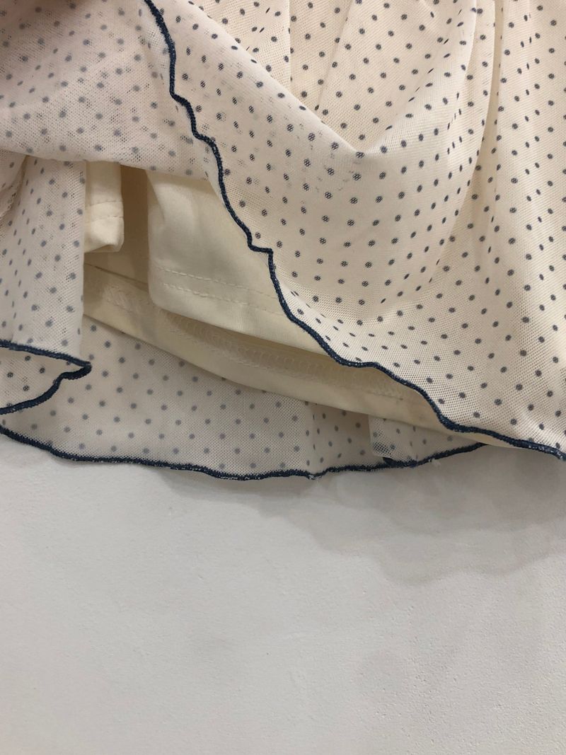 Dot Ribbon Strap Skirt (Ivory)