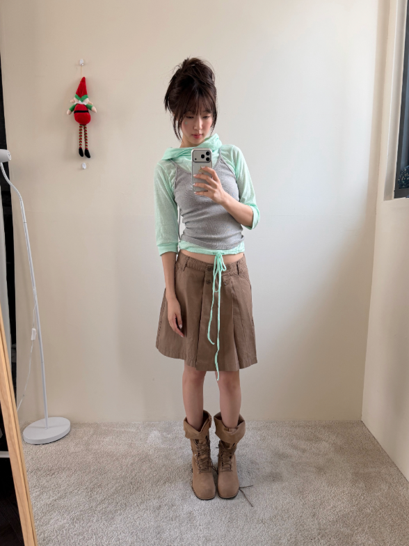double button wrap skirt