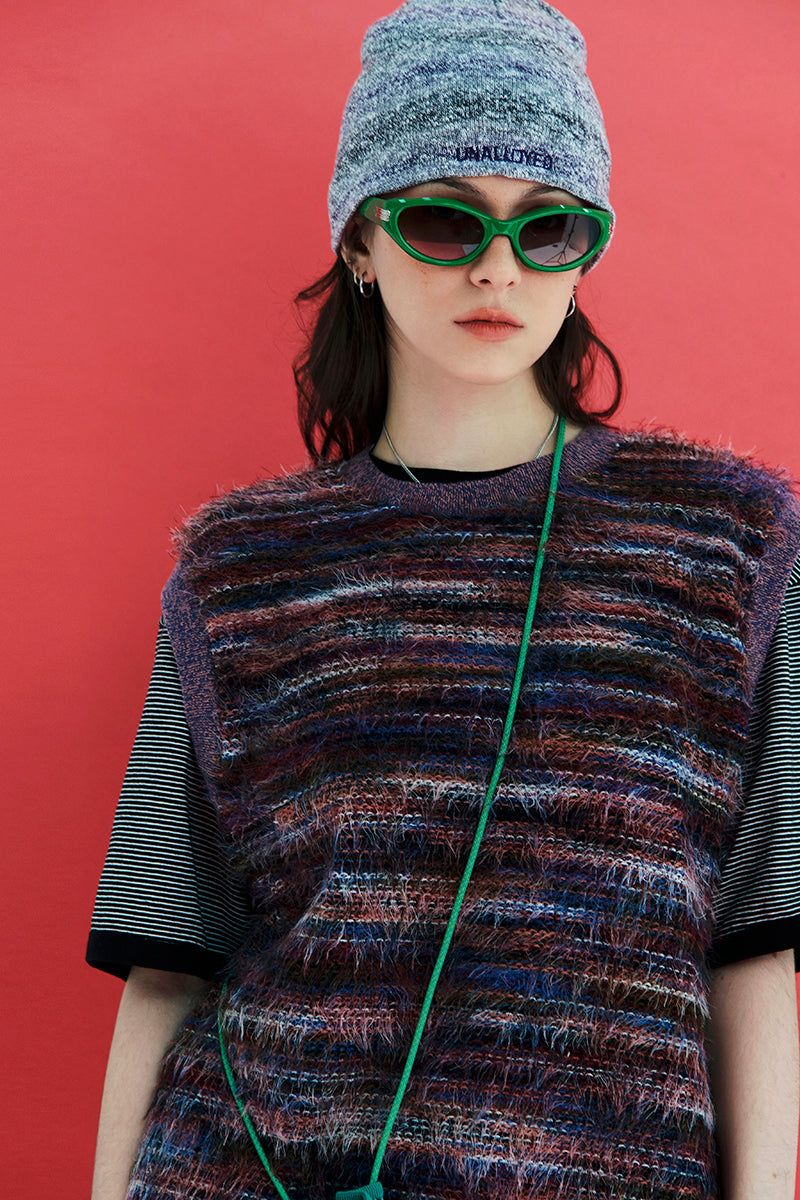 GRADATION STRIPE BEANIE / GREY