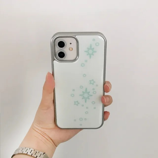 Light and stars outline mint silver epoxy case
