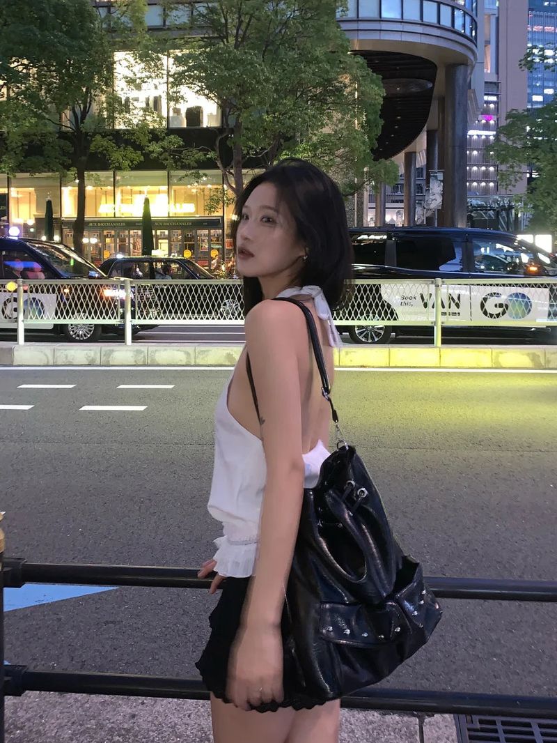 Selly Backless Lace Haler Blouse