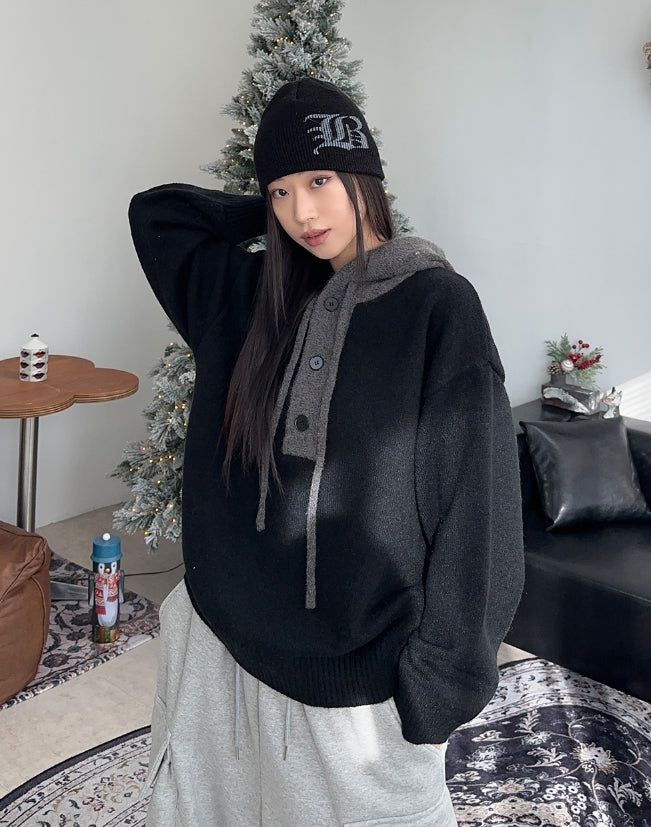 Radif color matching hood knit