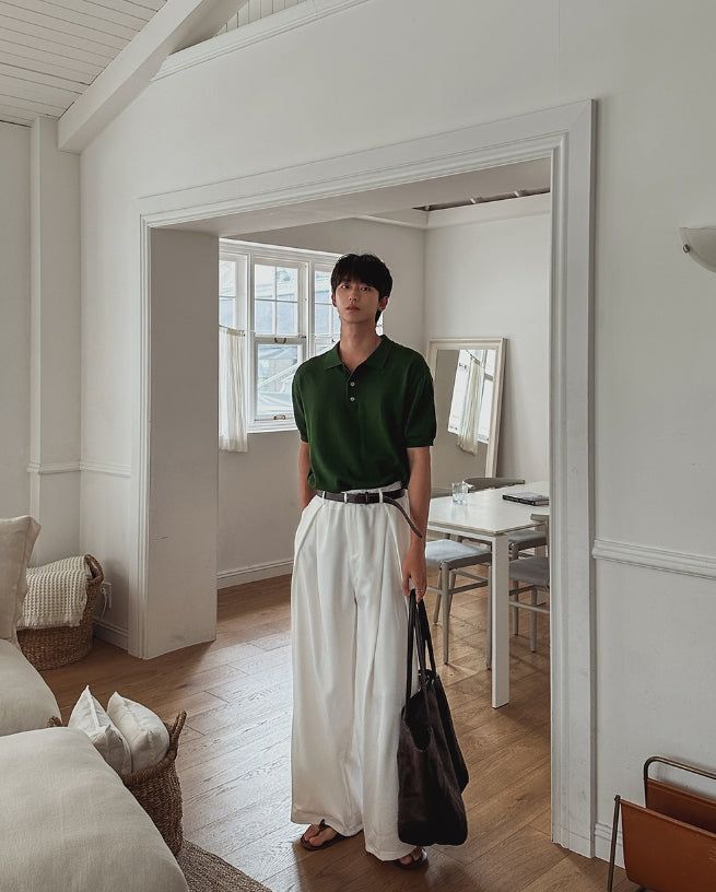 Summer Cooling Deep-Tuck Wide Slacks