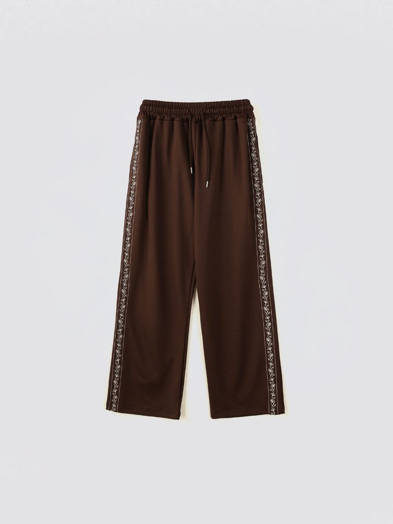 Embroidered Track Pants_Brown