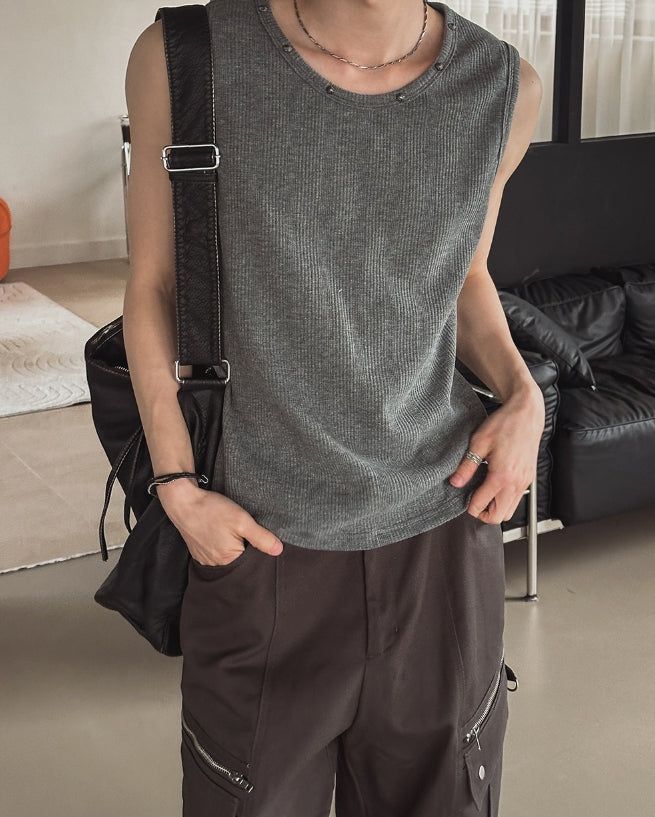 Node Stud Ribbed Sleeveless